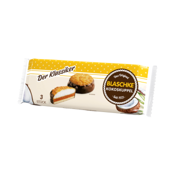 Blaschke Kokoskuppel, ohne Palmöl, 3 Stück einzeln verpackt, 112,5g Produktbild, Vorderseite der Verpackung